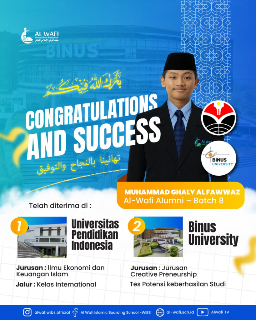 Santri Al Wafi International Islamic Boarding School Berhasil Raih Kampus Impian